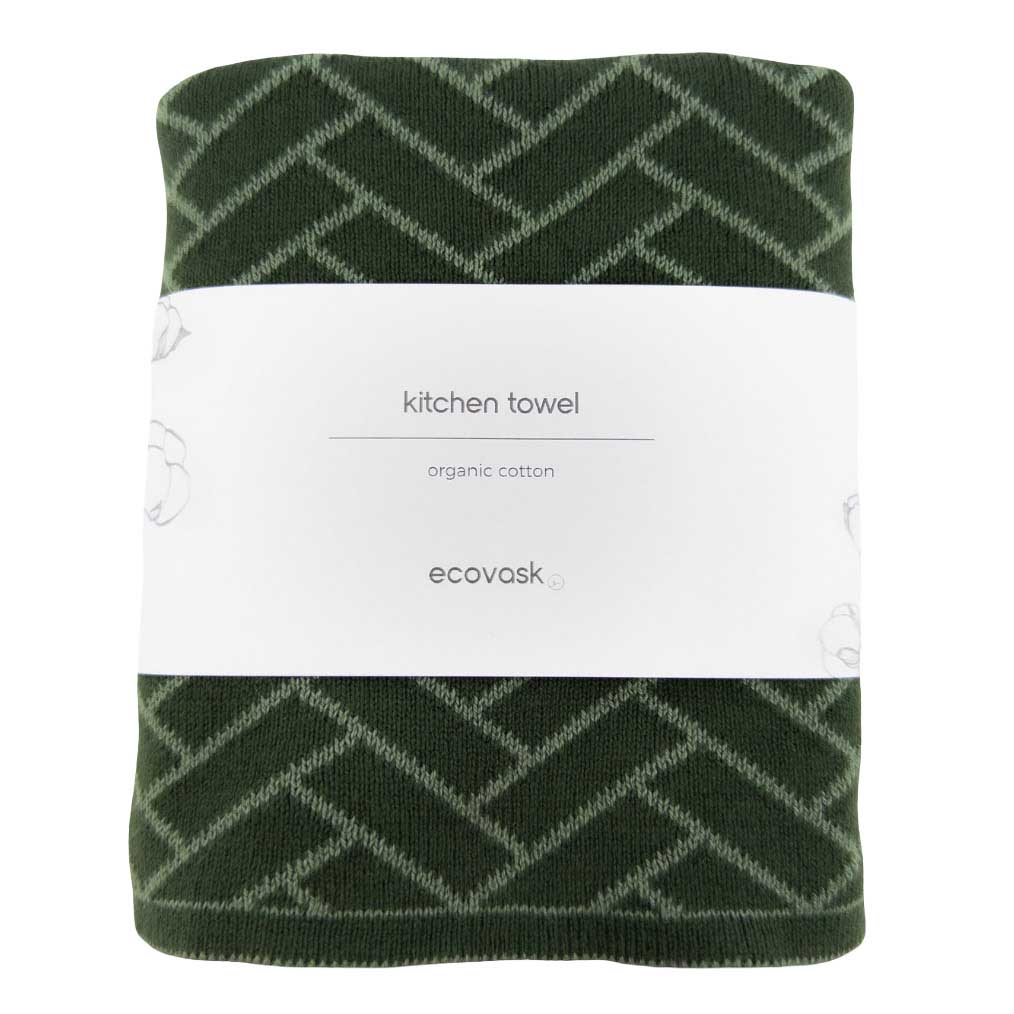 Ecovask The Ultimate Tea Towel - Forest Sage Herringbone